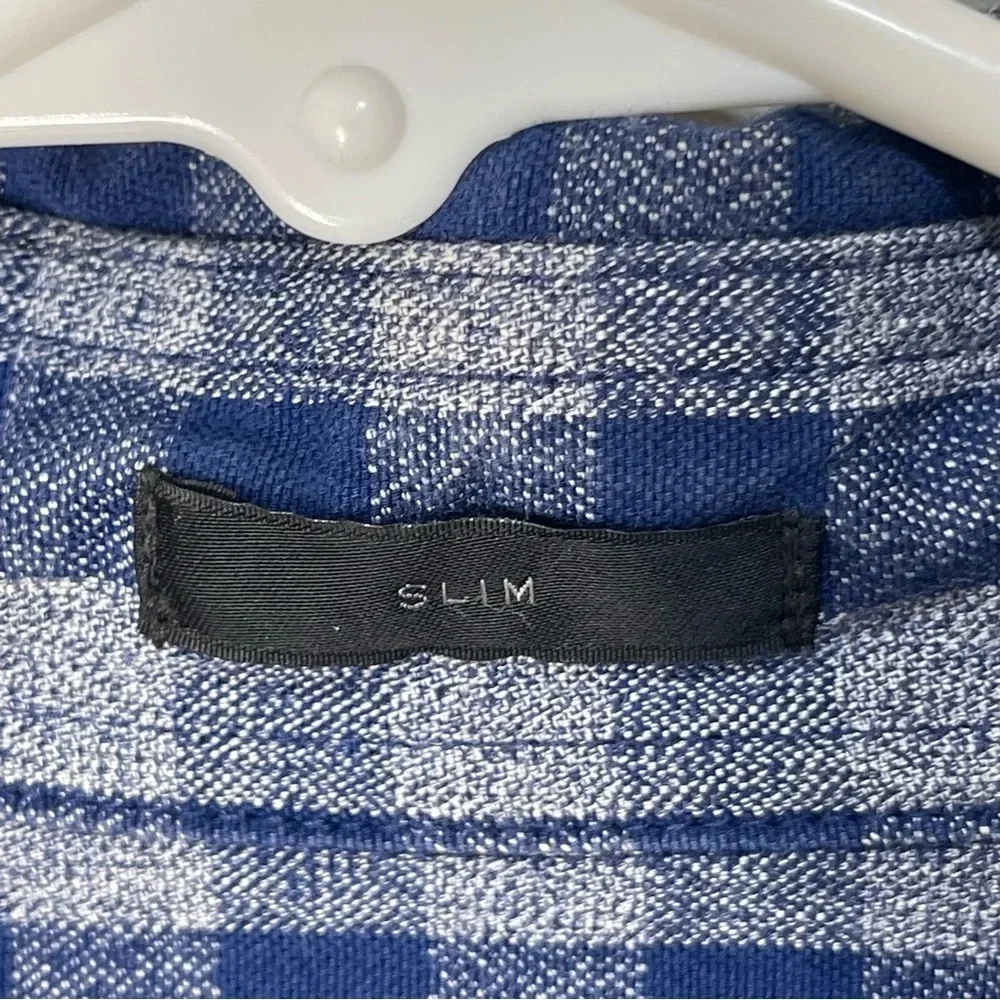 Men's J Crew Blue Plaid Slim Fit Long Sleeve Button Down Shirt Size Small